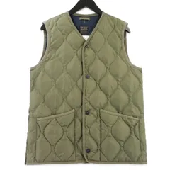 TAION タイオン キルティング ダウンベスト 001B2ML-1 ミリタリー Vネックボタン  オリーブ M  99000560