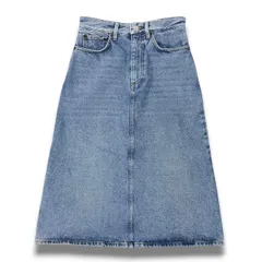 42c24 【美品】BALENCIAGA バレンシアガ デニムスカート ウォッシュ加工 イタリア製 34サイズ インディゴ コットン100％ レディース 女性用o07tのサムネイル