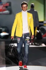 ディースクエアード2 ロゴワッペン スリムフィットバイカーパンツ