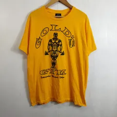 GOLD’S GYM ゴールドジム プリント Tシャツ 古着 アメリカ製 USA製 筋肉 ダンベル トレーニング L イエロー系 C848