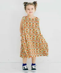 p.premier 総柄パラソルフレアワンピース レッド 80 120㎝ 子供服 ワンピース P317015