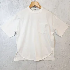 NANO universe ナノユニバース Tシャツ 大人カジュアル 胸ポケット 前後差裾ライン オーバーサイズ メンズライク ホワイト サイズ36 □〇☆