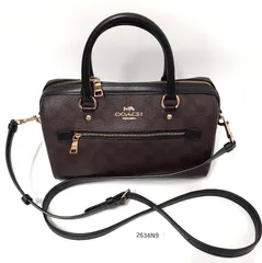 【2634N9】コーチ COACH シグネチャー キャンバス地 レザー ローアン サッチェル 2WAY　中古