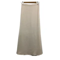 ヌナ Neuna スカート フレア ロング サテン ウエストゴム 無地 スリット M ベージュ