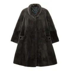 58c24 SAGA MINK サガミンク 金サガ レアデザイン シェアードミンク ロングファーコート サイズF グレー 最高級本毛皮 ドット Mink Fur Coatt18r