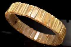 【１点物】迫力金針！ ゴールドタイチンルチルクォーツ　4-6x12mm　バングル パワーストーン 天然石 _MC7027