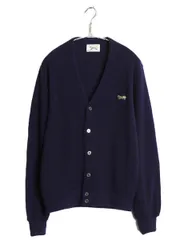 【お得なクーポン配布中!】 80s JCペニー フォックス アクリル ニット カーディガン メンズ レディース M 古着 ヴィンテージ 羽織り 前開き セーター ワンポイント 紺のサムネイル