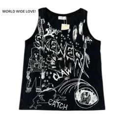 WORLD WIDE LOVE! グラフィックタンクトップ ブラック サイズ1 新品タグ付き ストリート系 Y2K 個性派 デザインプリント　ワールドワイドラブ　00sのサムネイル