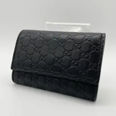 2603-153｜美品｜グッチ マイクロGGシマ キーケース レザー ブラック