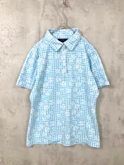美品 Callaway キャロウェイ 241-157945 ゴルフ 花柄 ポロシャツ sizeL/水色 ■◆レディース
