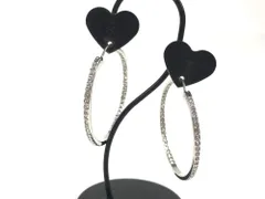 スワロフスキー　SWAROVSKI　クリスタル　ラインストーン　フープピアス　直径3.5cm　シルバーカラー　送料無料