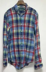 ポロ リネン 麻 マドラスチェック シャツ Sサイズ