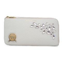 ✨超美品✨ADMJ スワロフスキー 長財布 L字ファスナー ビジュー グレー
