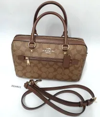 【2634N11】コーチ COACH コーチ COACH シグネチャー キャンバス地 レザー ローアン サッチェル 2WAY　中古