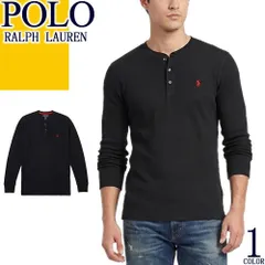 ポロ ラルフローレン Polo Ralph Lauren ロンT Tシャツ 長袖 メンズ ポニー 刺繍 ロゴ ワンポイント サーマル ワッフル クルーネック 丸首 黒 ブラック HENLEY NECK THERMAL LS T-SHIRT PWLHRL