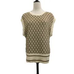 アーバンリサーチ URBAN RESEARCH ITEMS ベスト ニット ラウンドネック プルオーバー 総柄 Free 茶 ベージュ ブラウン