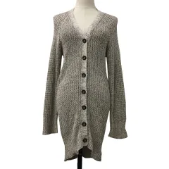 ディスコート Discoat カーディガン ニット ロング Vネック メランジ 長袖 F 茶 ベージュ ブラウン