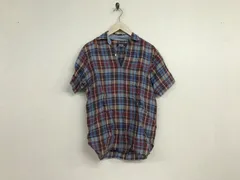 本物ビームスBEAMSリネン麻チェック柄プルオーバー半袖シャツメンズサーフアメカジミリタリーストリートスケーターワークビジネススーツモードゴルフドレス茶ブラウン青ブルーS