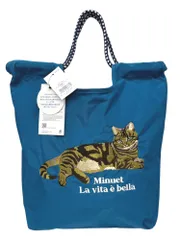【新品】 SOBIA (ソビア) アニマル刺繍コード トートバッグ レディース ミヌエット 猫 623-7731 ブルー 雑貨/028
