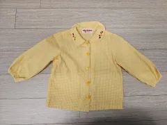 80 ミッキーハウス イェロー チェック シャツ 状態