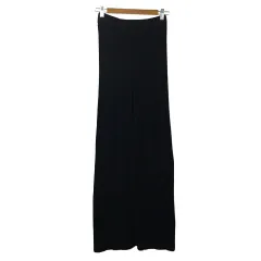 コーエン coen パンツ ニット ストレート ロング リブ ウエストゴム 無地 黒 ブラック