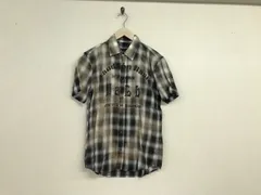 本物ハルプHaLbチェック柄プリントコットン半袖シャツメンズサーフアメカジミリタリーストリートスケーターワークビジネススーツモードゴルフドレス茶ブラウンL日本製