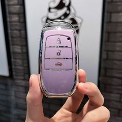 トヨタ スマートキーケース TPU キーカバー パープル 3ボタン ハリアー プリウス 60系