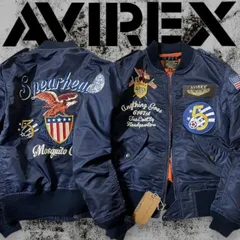 AVIREX アヴィレックス L-2 5th AIRFORCE 高耐久ナイロン イーグル刺繍 フライトジャケット ミリタリージャケット ボンバージャケットブルゾン L-2 レディース メンズ 6172116 定価2.8万 ネイビー▲017▼60319w03
