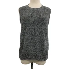 グローバルワーク GLOBAL WORK ベスト ニット プルオーバー ラウンドネック メランジ ノースリーブ M グレー 黒 ブラック