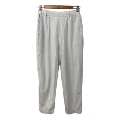 スタディオクリップ Studio Clip パンツ テーパード クロップド イージー ウエストゴム ドロスト リネン混 無地 S 白 ホワイト