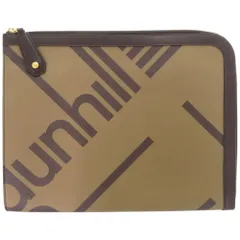美品 ダンヒル ラゲッジキャンバス ジップフォリオ レザー ブラウン クラッチバッグ 茶 0536 Dunhill メンズ