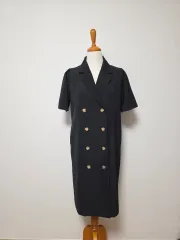 ブラック ダブルボタン 半袖 ONE PIECE