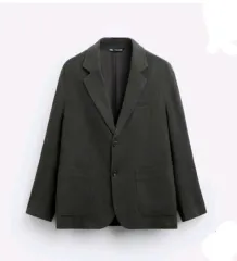 M) ZARA ザラ コットンリネン ブレンド ブレーザー ジャケット ココア ブラウン