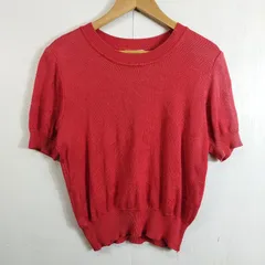 courreges  クレージュ 半袖 クルーネック ニット プルオーバー 古着女子 VINTAGE レトロ 9R レッド系 C861