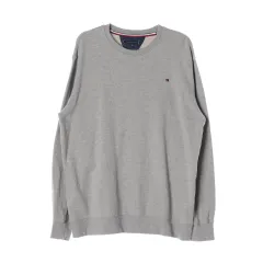 XL Tommy Hilfiger(トミーヒルフィガー) メランジュグレー スモールロゴ スウェットシャツ オーバーサイズ パーカー