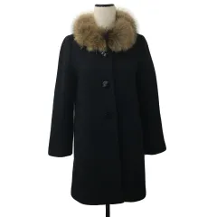 フリーズフレーズ FREE'S PHRASE コート ノーカラー シングル ロング ファー ウール 長袖 S 黒 ブラック