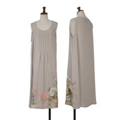 ♪着物リメイク♪ 手描きの薔薇？模様の夏紬 ワンピースとボレロ