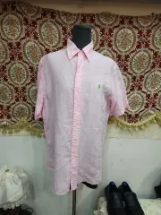 ポロラルフローレン ピンク 半袖 リネンシャツ