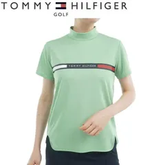 トミーヒルフィガー ゴルフレディース ラインロゴ 半袖モックネックシャツ TOMMY HILFIGER  THLA532 2025年春夏モデル ライムグリーン(69)