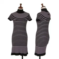 ジャンポールゴルチエ ファムJean Paul GAULTIER FEMME ボーダーハイネックニットチュニック 黒ラベンダー40のサムネイル