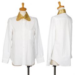 コムコム コムデギャルソンCOMME des GARCONS ラメ丸襟長袖シャツ 白金M