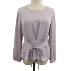 ロペピクニック ROPE Picnic ブラウス プルオーバー ペプラム 無地 長袖 38 紫 ラベンダー パープル