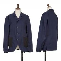 ブラックコムデギャルソンBLACK COMME des GARCONS染めコットンフリースポケットジャケット 紺M