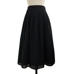 オノレ HONORE スカート フレア タック ひざ下 1 黒 ブラック