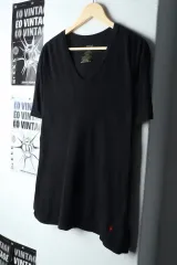 （ L ー XL ） ポロ Ralph Lauren(ラルフローレン) 半袖 Tシャツ Vネック 黒 レッドポニー- 14A34