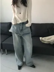 スカート レイヤード デニム パンツ スカートデニム