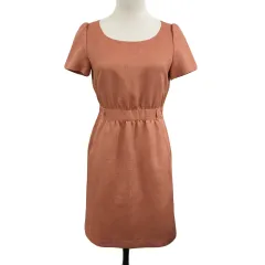 プロポーション ボディドレッシング PROPORTION BODY DRESSING ワンピース Iライン ミニ 無地 バックボタン ウエストゴム 半袖 2 ピンク オレンジ