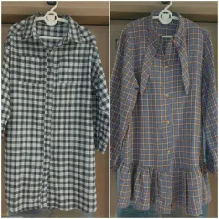 チェック ロング シャツ ONE PIECE 2種 (まとめ売り) 140 150