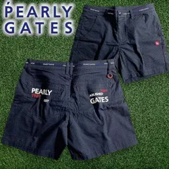 PEARLY GATES パーリーゲイツ ゴルフ 接触冷感 +PLUSCOOL 織り柄 ストレッチ ショートパンツ ゴルフウェア レディース 055-2232702 定価2.3万 ネイビーブラック ▲026▼50619w21