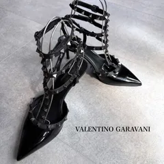 VALENTINO GARAVANI ヴァレンティノガラヴァーニ ロックスタッズ パンプス ブラック パテントレザー レディースシューズ 39 26cmのサムネイル